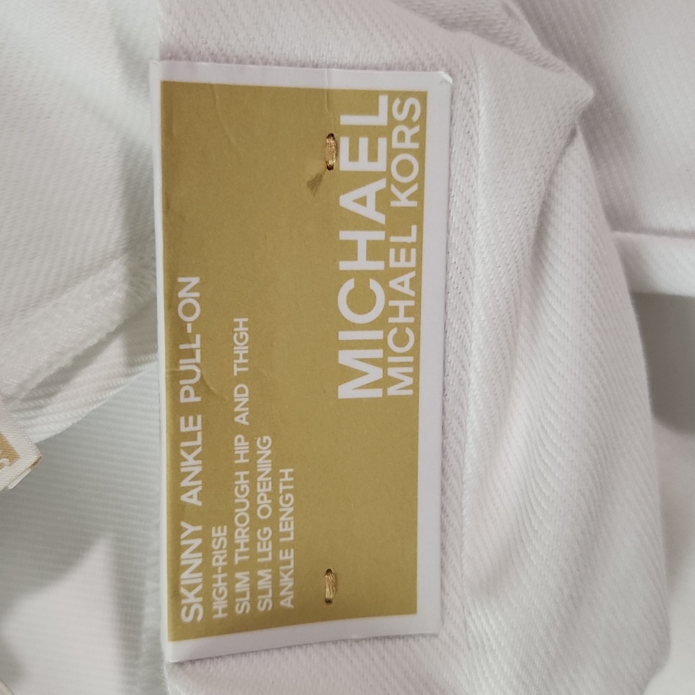 NWT MICHAEL Michael Kors White Skinny Ankle Pull-On Pants  Large - Picture 7 of 7